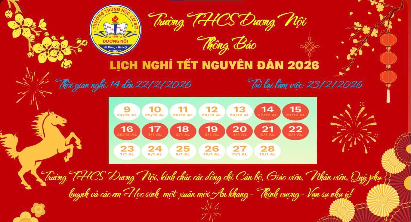 LỊCH NGHỈ TẾT NGUYÊN ĐÁN 2026
